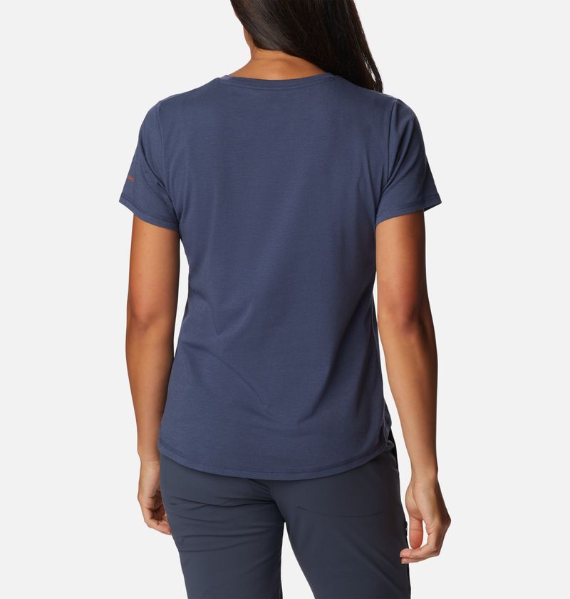 Maglietta Tecnica Columbia Sun Trek - Maniche Corte, Stampa, Tessuto Traspirante, Donna, Blu - Foto 3