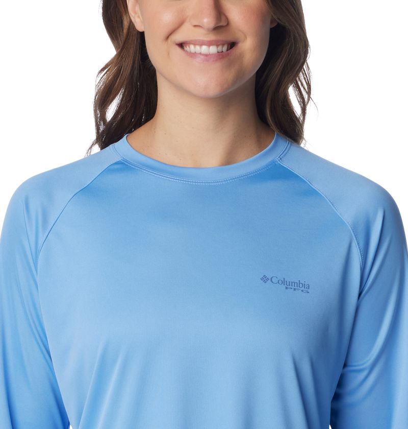 Columbia Tidal Tee PFG Fill-o-Print Fish - Camicia Da Pesca E Trekking Uomo, Maniche Lunghe, Protezione Solare UPF 50, Asciugatura Rapida